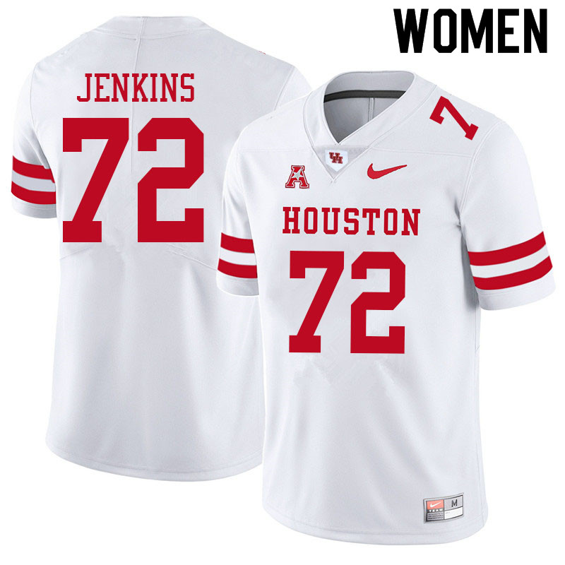 Women #72 Tank Jenkins Houston Cougars College Football Jerseys Sale-White